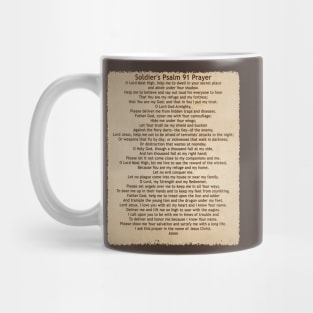 Soldier's Prayer - A Psalm 91 Prayer for Soldiers on T-shirts Mug